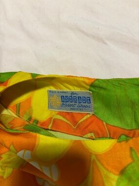 Andrade Resort Waikiki Vintage Hawaiian Dress - Bright Yellow Orange Green